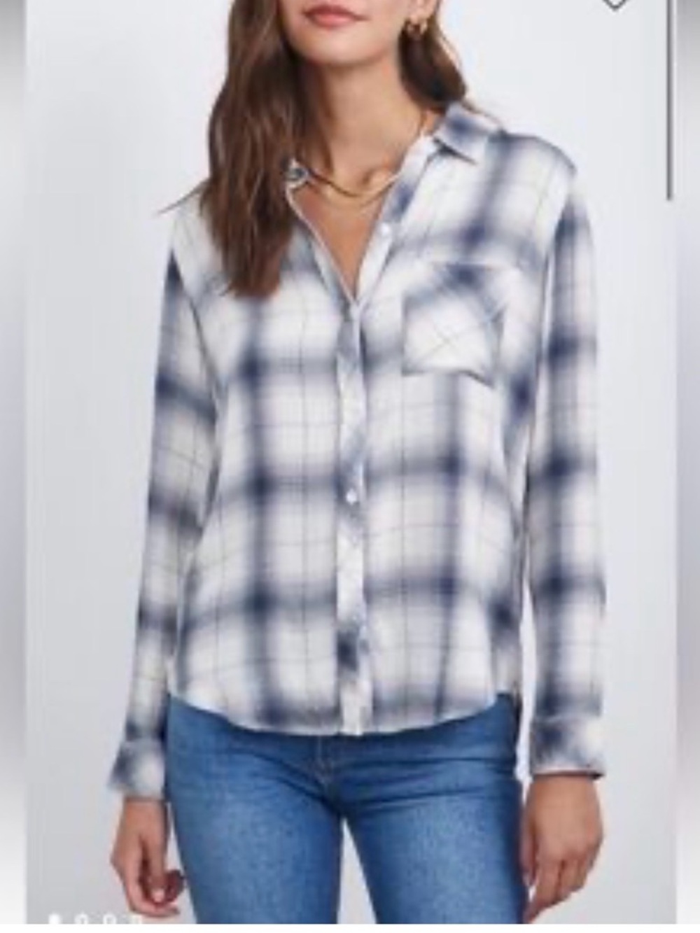 Universal Thread Blue and White Plaid Button-Down Shirt